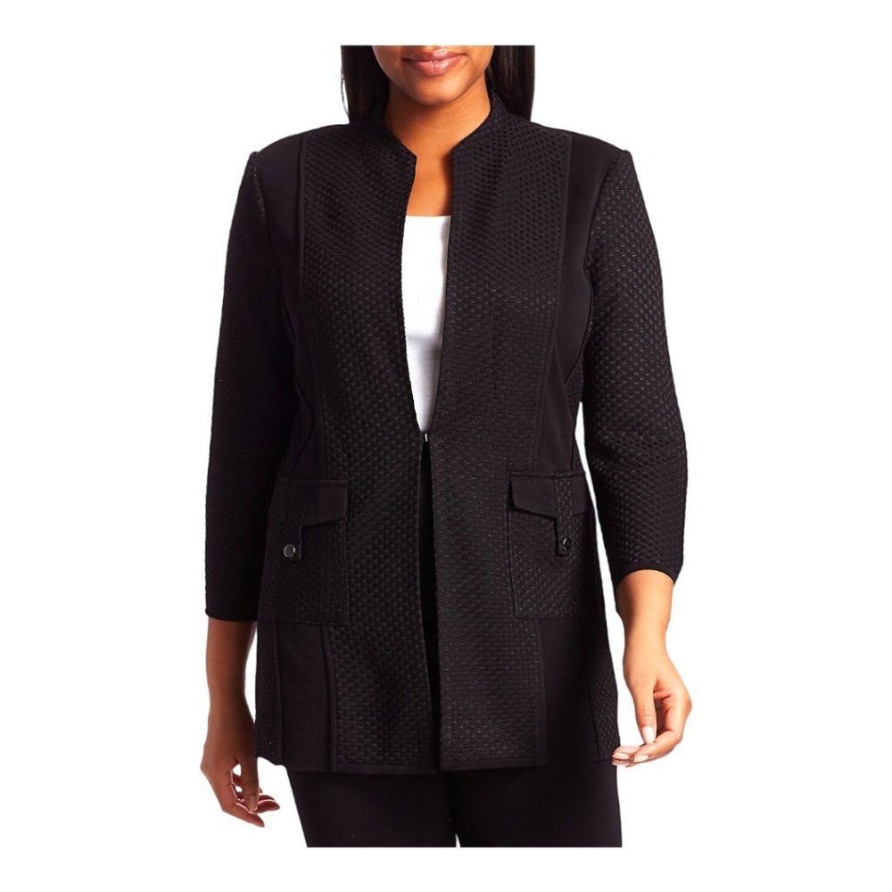 SALE ‼️ Misook Mixed Texture Panel Knit Jacket Black Womens NWOT RTL $388 - Picture 2 of 14